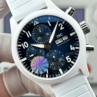 IWC 風 パイロットクロノ時計41.9mm ホワイトセラミックケース 7750 自動巻き IW389105