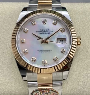 CLEAN工場ロレックス デイトジャスト41mm  ホワイトマザーオブパール 3235自動巻き