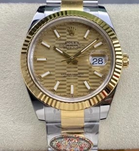 CLEAN工場ロレックス デイトジャスト41mm コンビゴールド自動巻き3235コピー時計