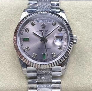 8+工場配重版 新作ロレックス デイデイト 36ｍｍ ライトパープル ETA2834ムーブメント